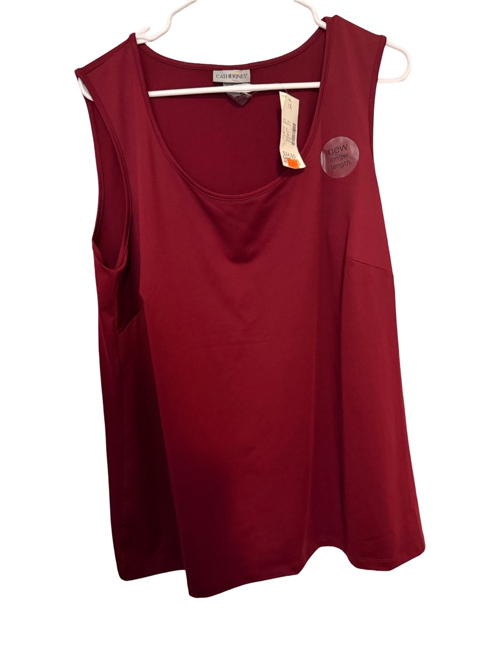 Catherines Burgundy Scoop Neck Tank with Side Seams